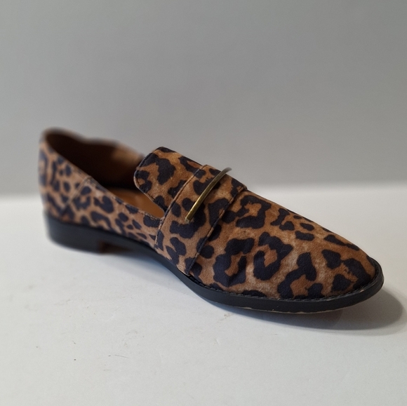 Franco Sarto Brown Black Harrow Leopard Print Preppy Slip On Loafers Size 7 - Picture 3 of 14